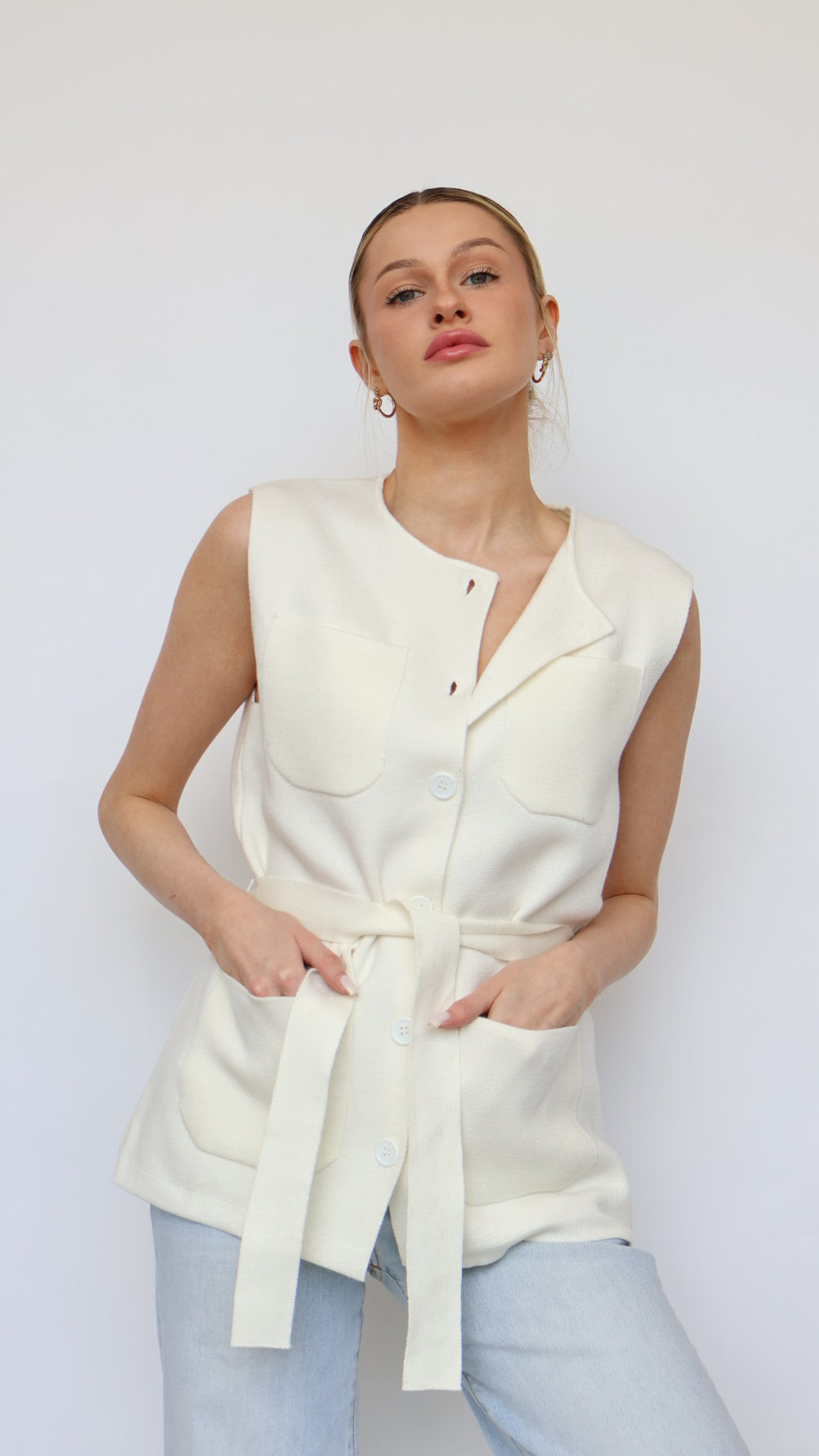 Simone Sleeveless Knit Jacket