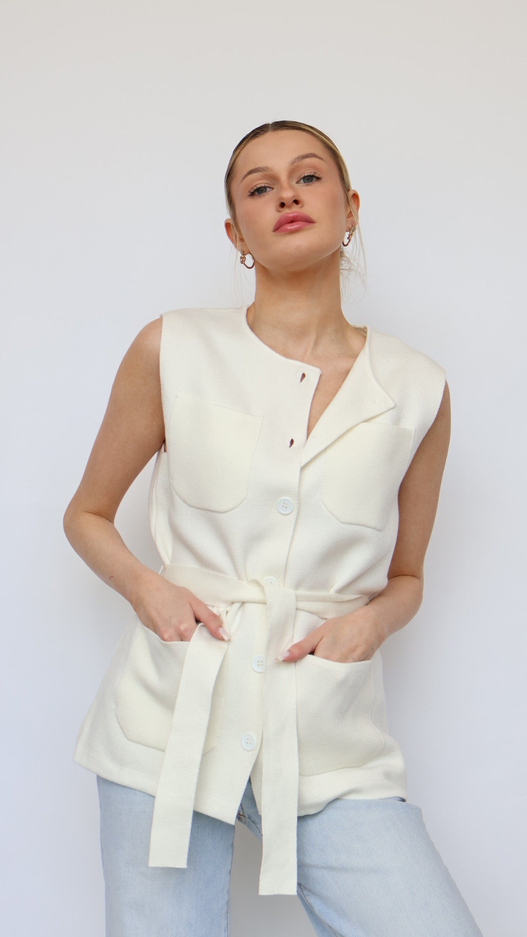 Simone Sleeveless Knit Jacket