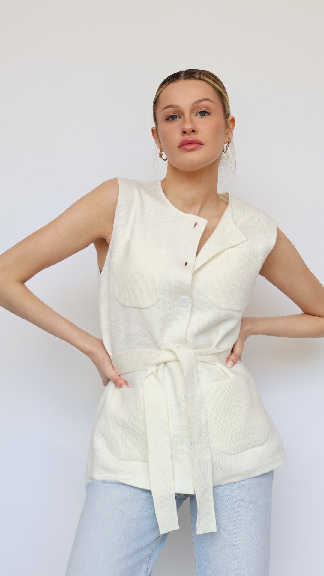 Simone Sleeveless Knit Jacket