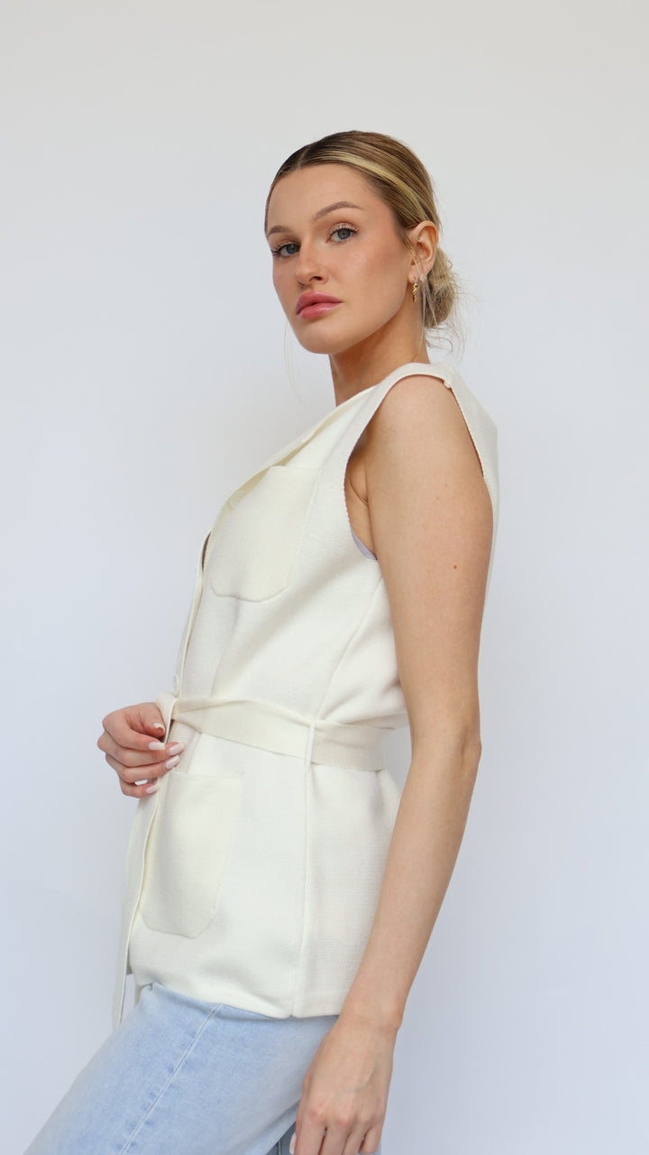 Simone Sleeveless Knit Jacket