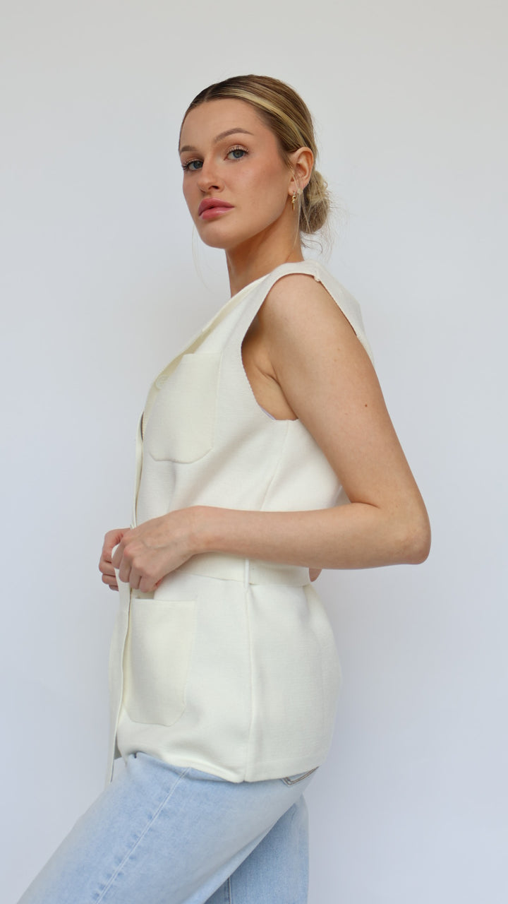 Simone Sleeveless Knit Jacket