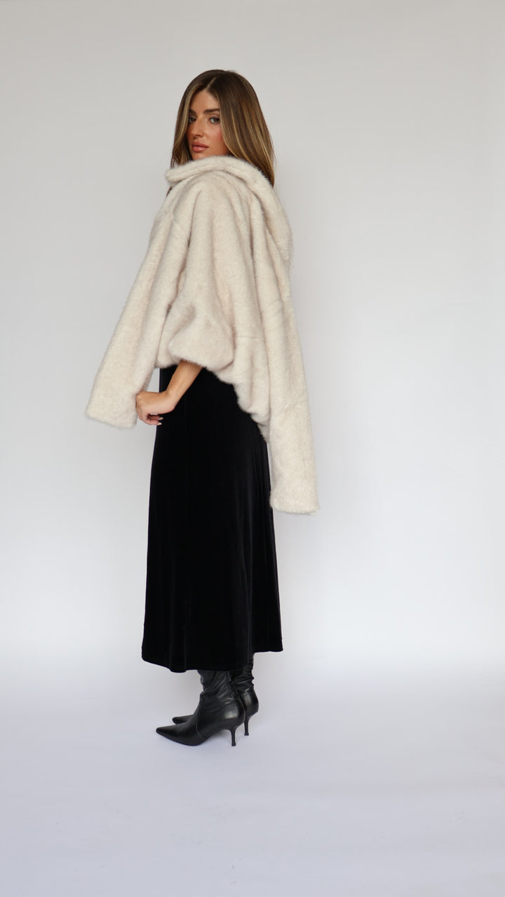 Lost + Wander Velvet Maxi Slip Dress with Lace Detail