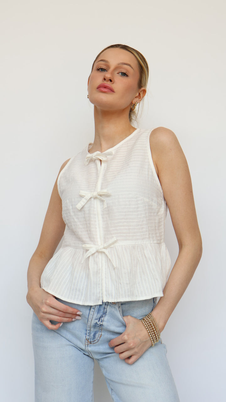Triple Bow Front Textured Top