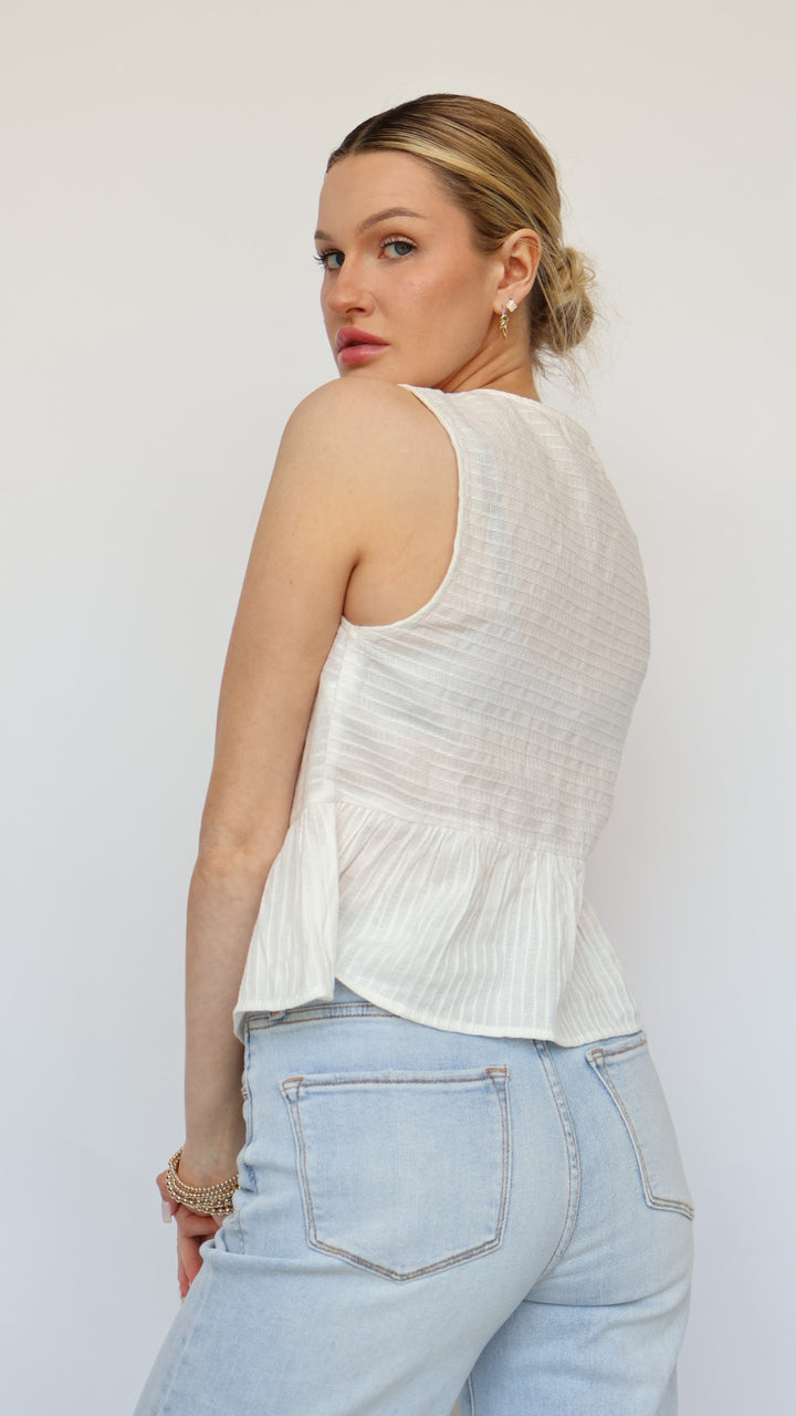 Triple Bow Front Textured Top