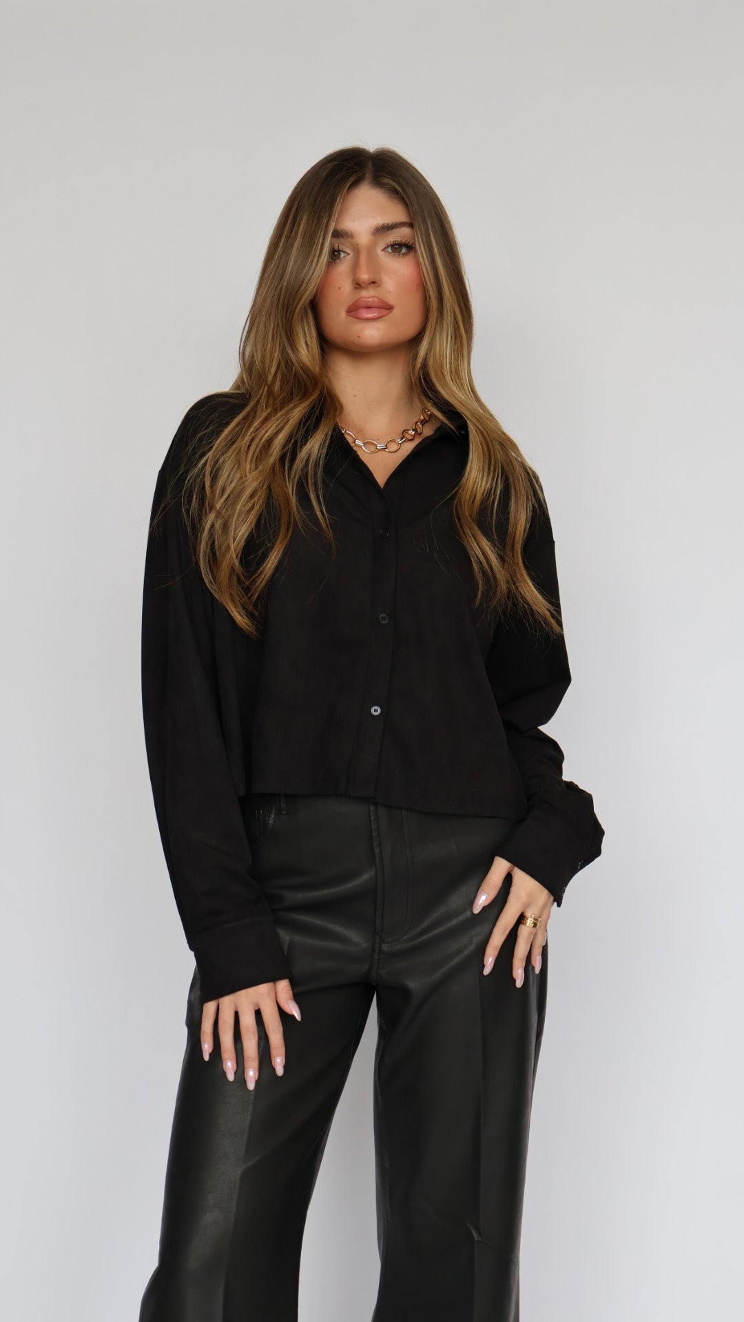 Vegan Suede Button Down