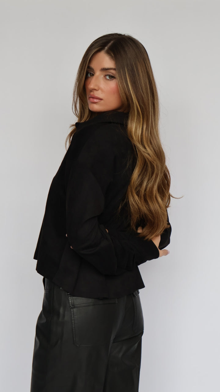 Vegan Suede Button Down