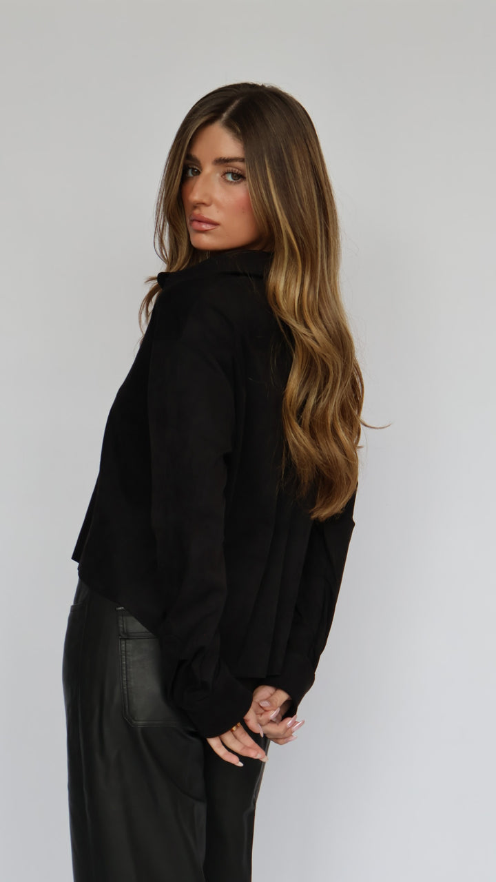 Vegan Suede Button Down
