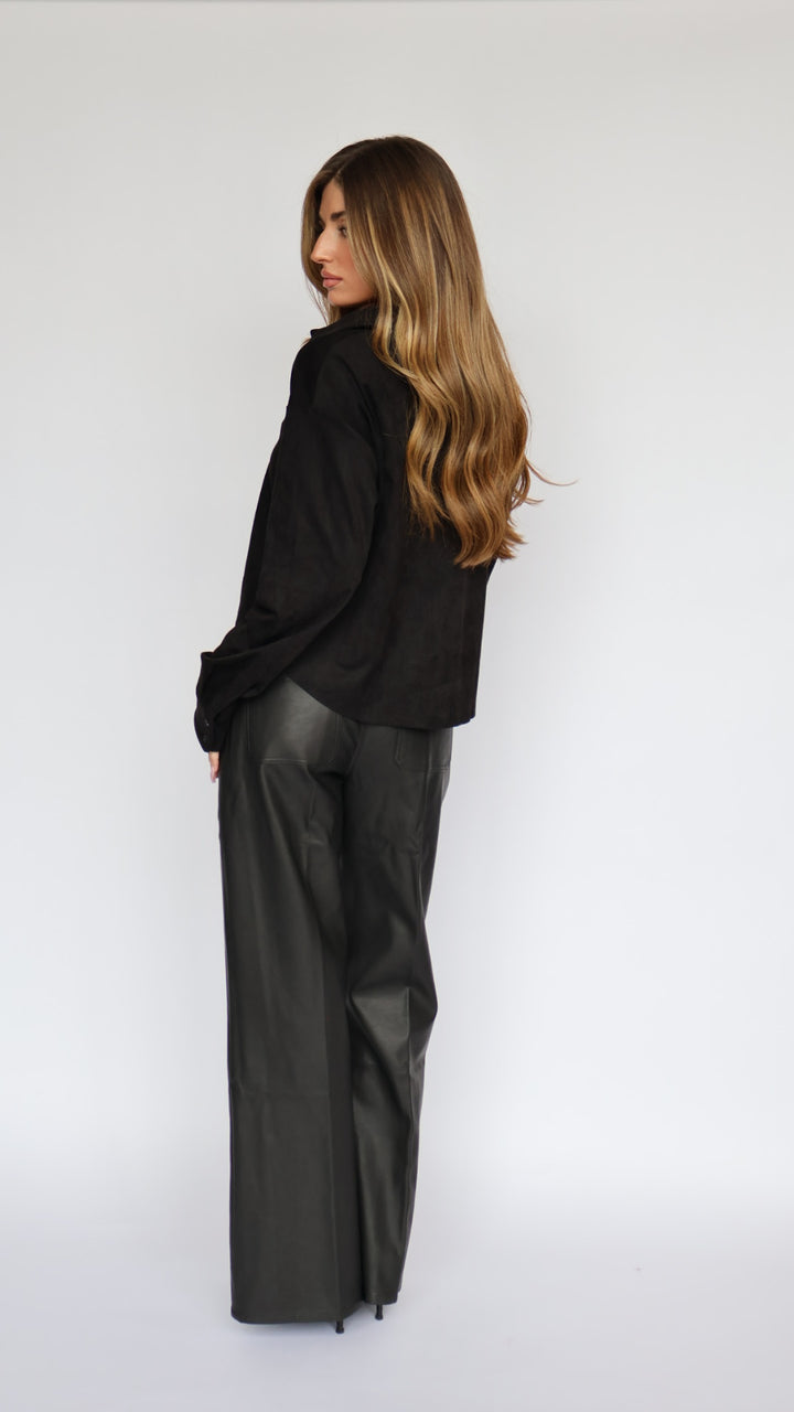 Vegan Suede Button Down