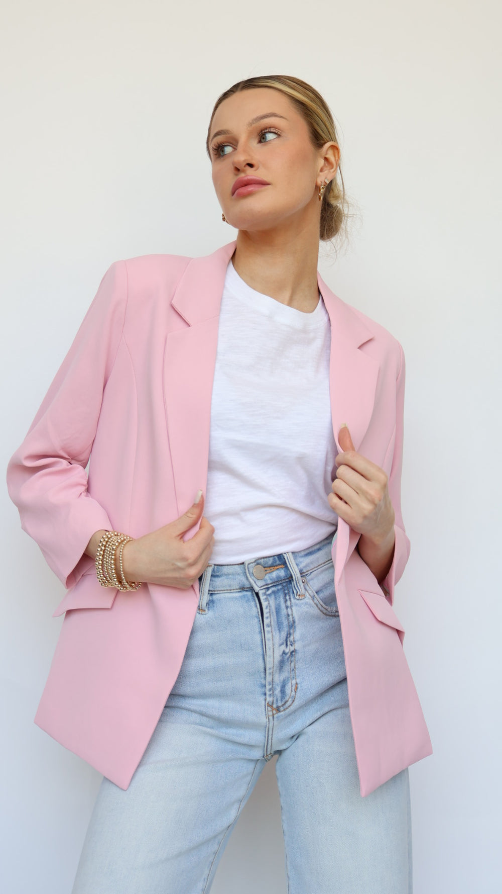 Ruched Sleeve Blazer