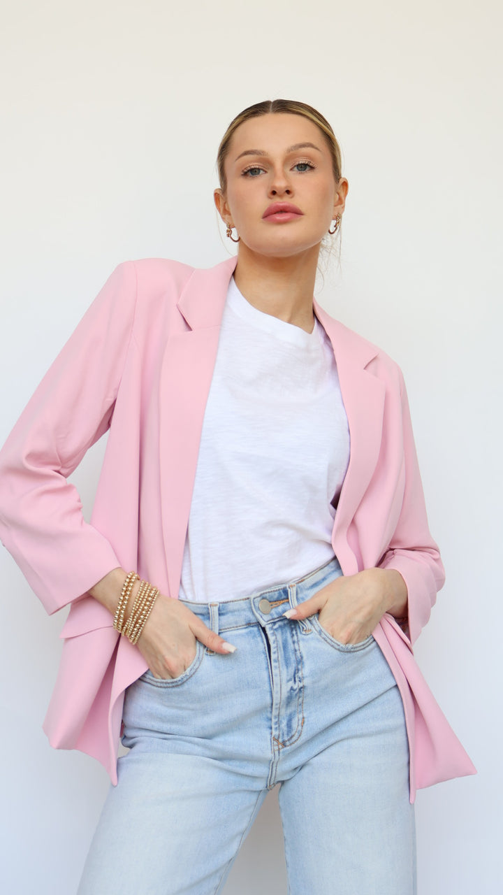 Ruched Sleeve Blazer