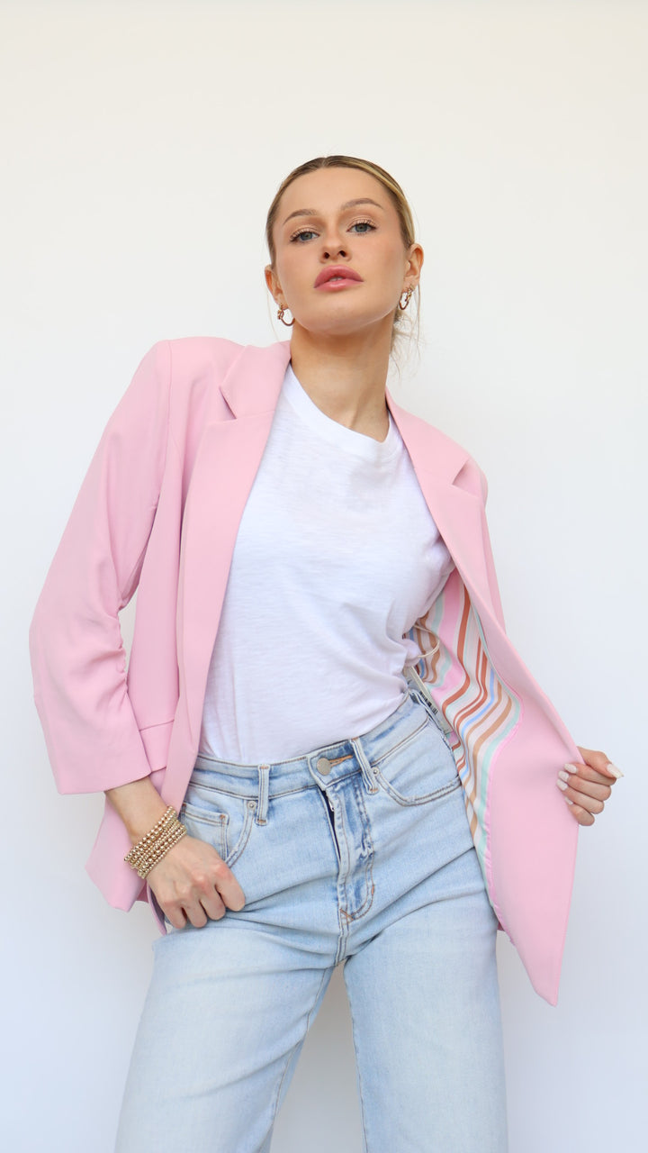 Ruched Sleeve Blazer