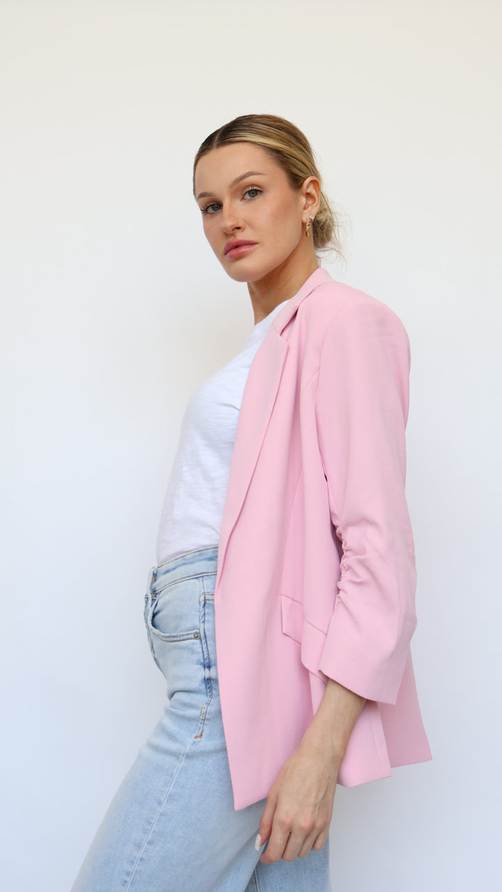 Ruched Sleeve Blazer