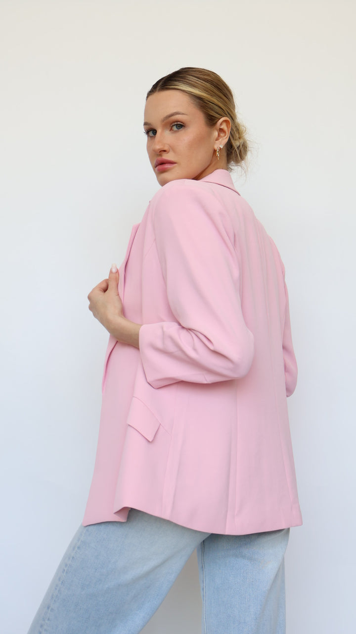 Ruched Sleeve Blazer