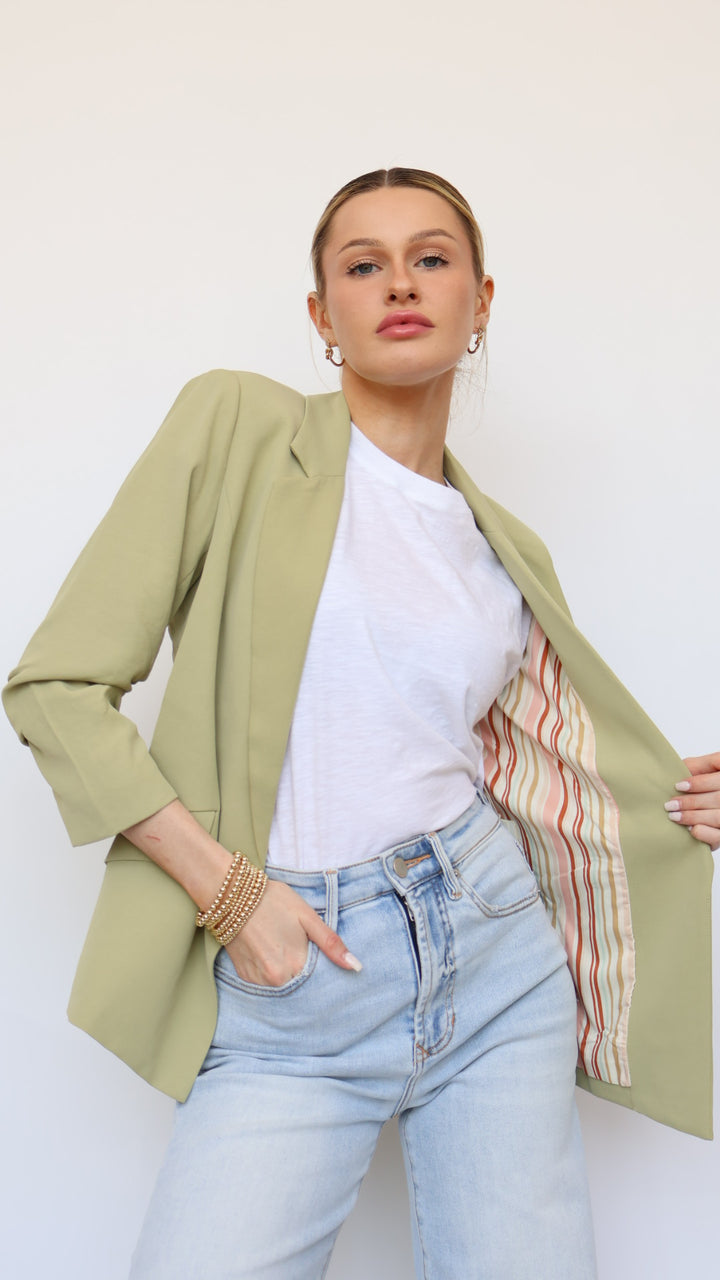 Ruched Sleeve Blazer