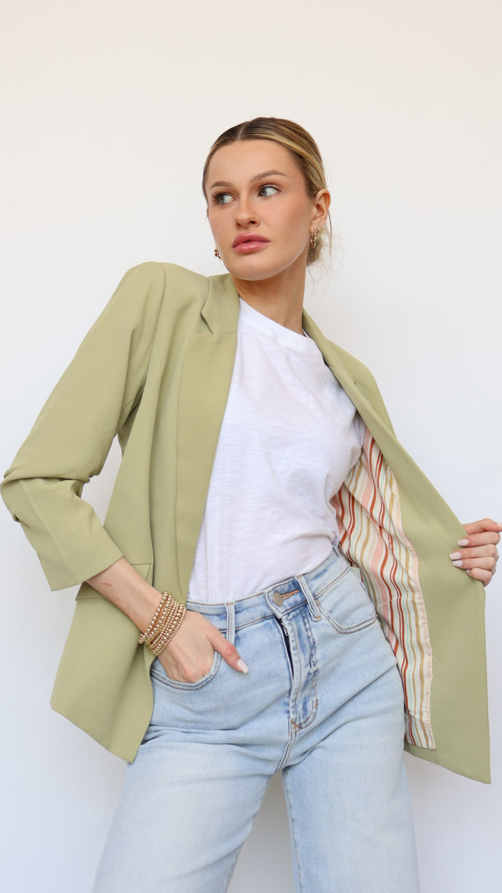 Ruched Sleeve Blazer
