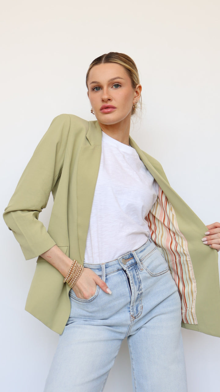 Ruched Sleeve Blazer
