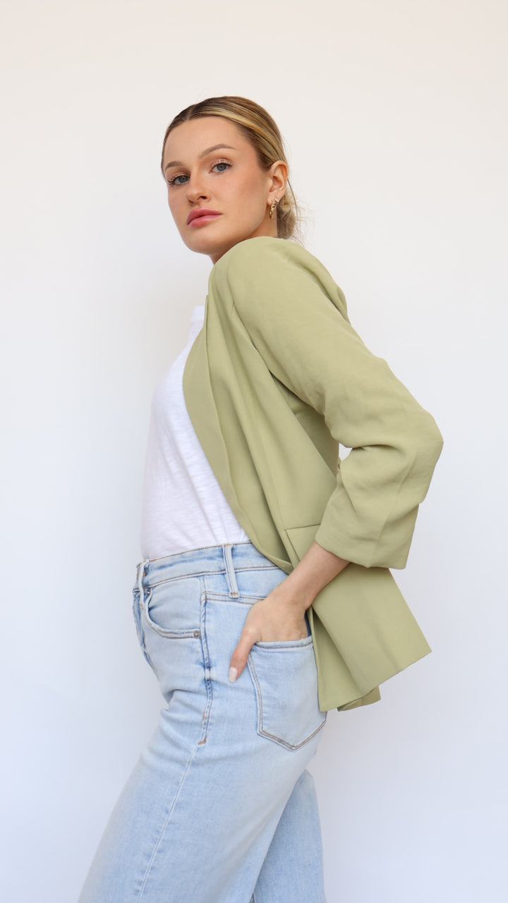 Ruched Sleeve Blazer