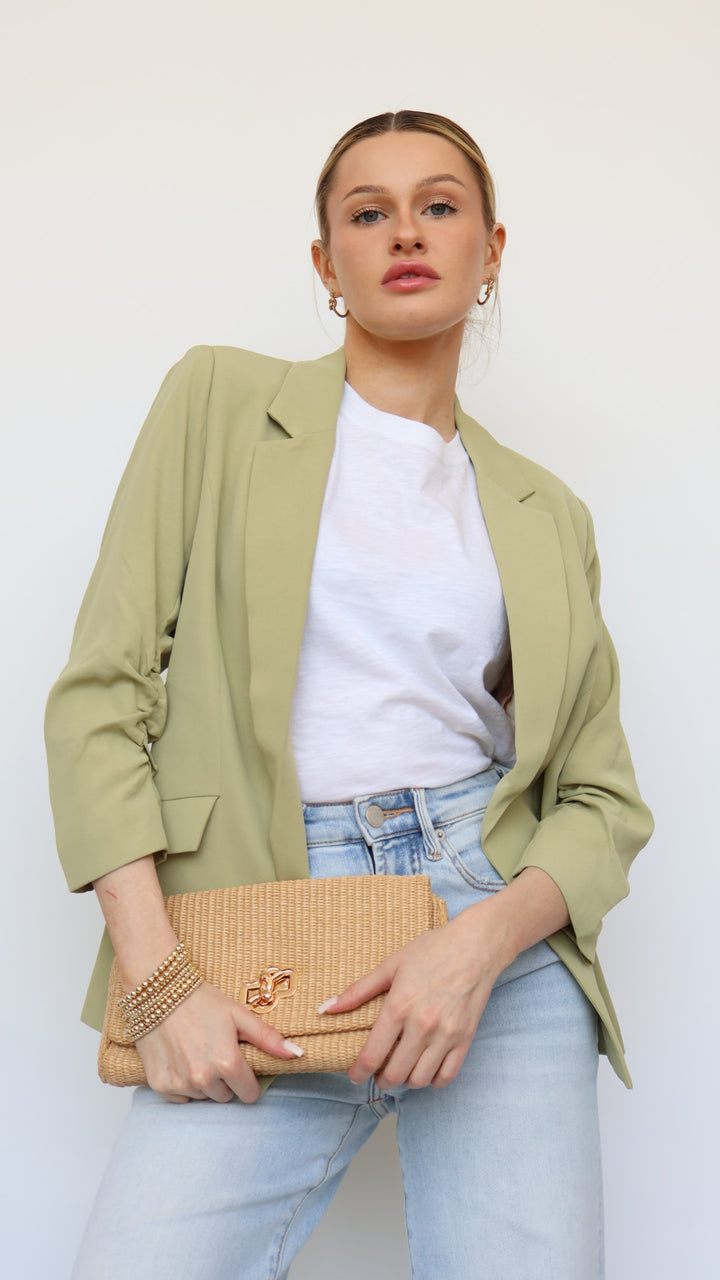 Ruched Sleeve Blazer