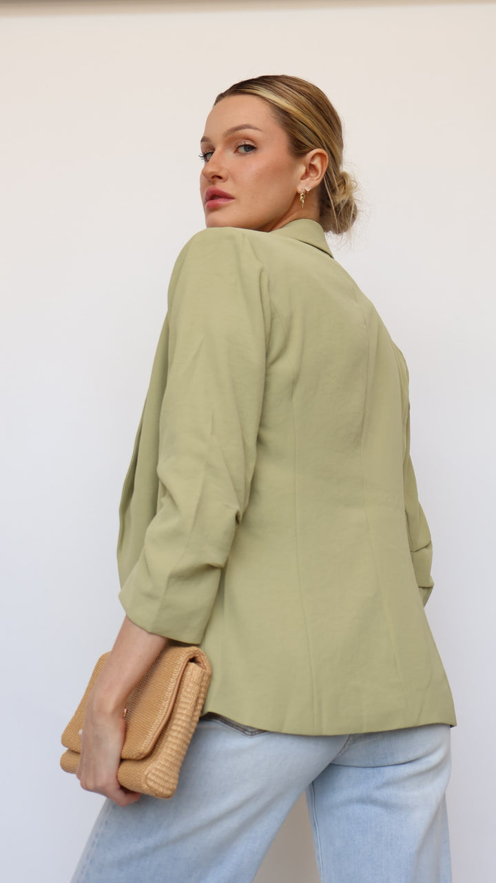 Ruched Sleeve Blazer