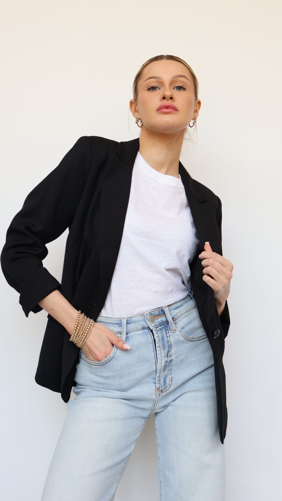 Ruched Sleeve Blazer