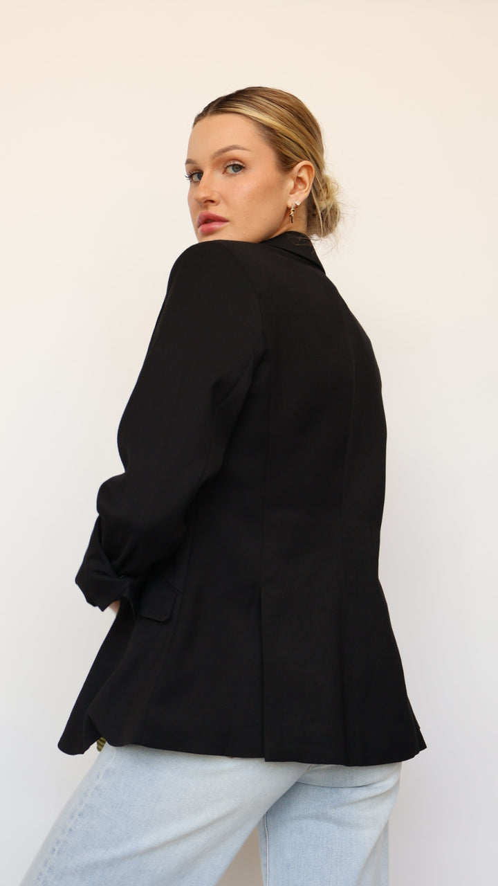 Ruched Sleeve Blazer