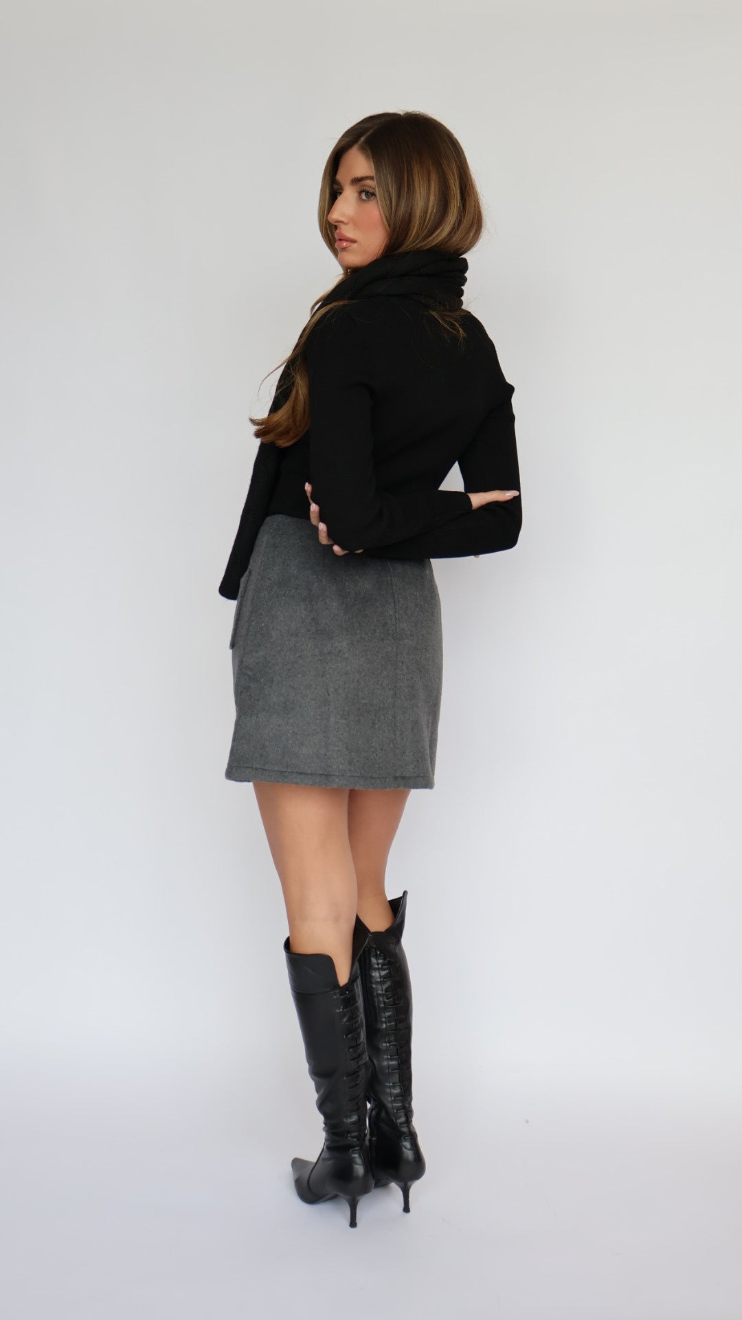 Double Front Pocket Mini Skirt