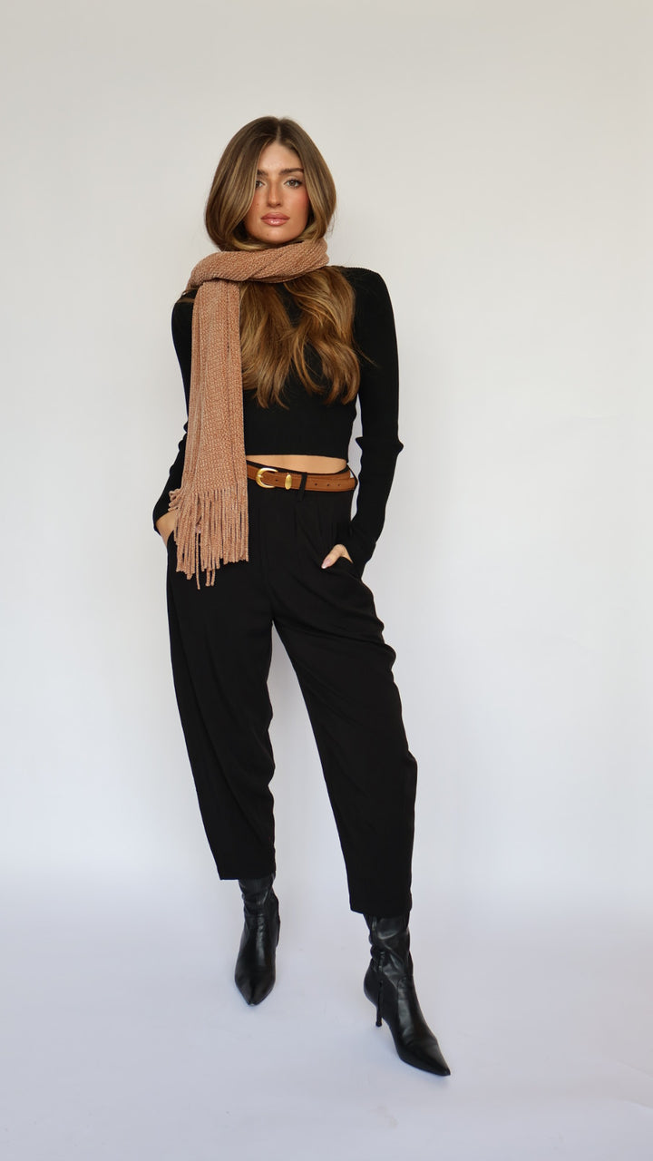 Barrel Leg Pleat Front Ankle Length Pant