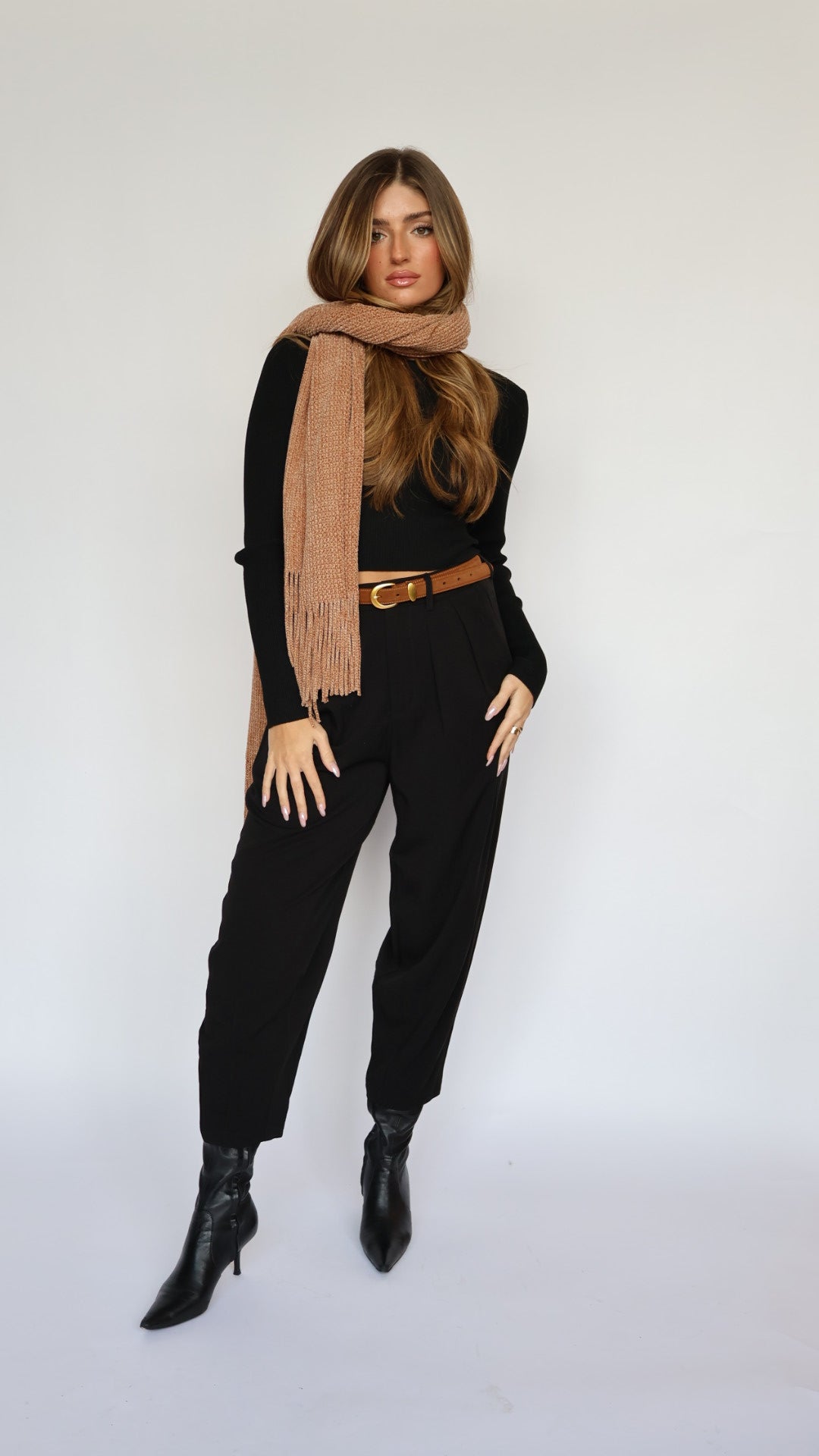 Barrel Leg Pleat Front Ankle Length Pant