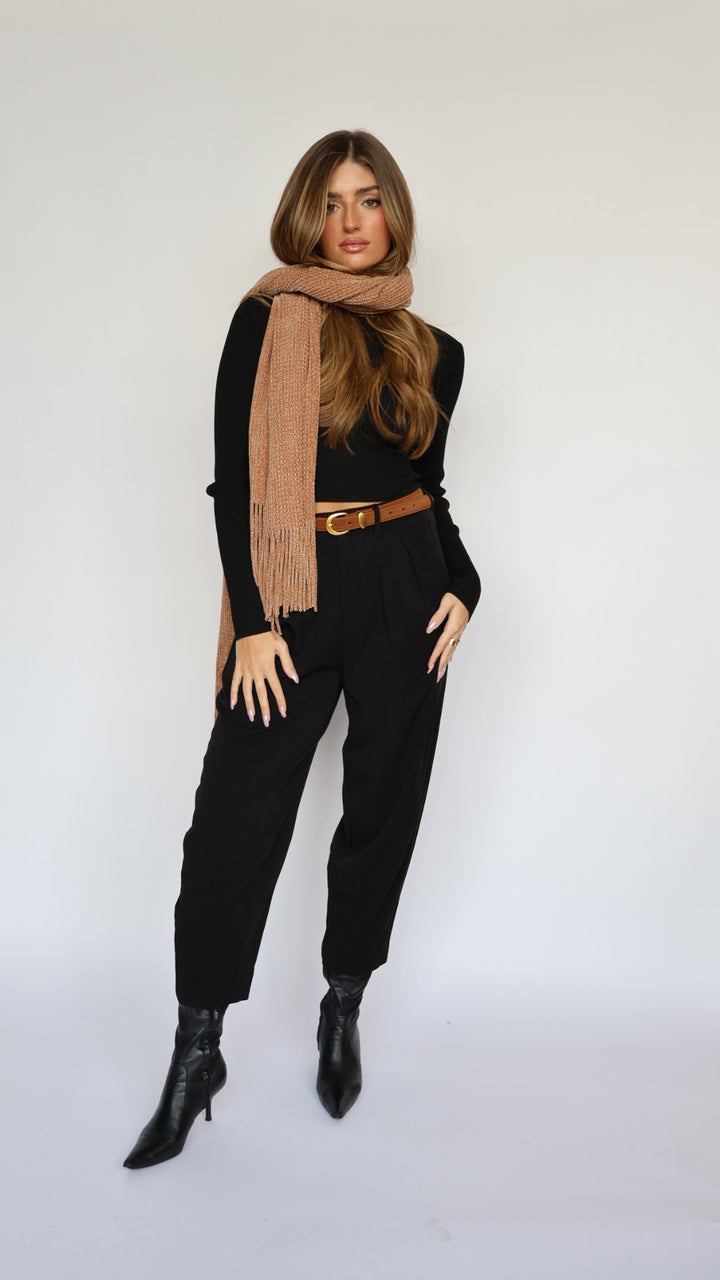 Barrel Leg Pleat Front Ankle Length Pant