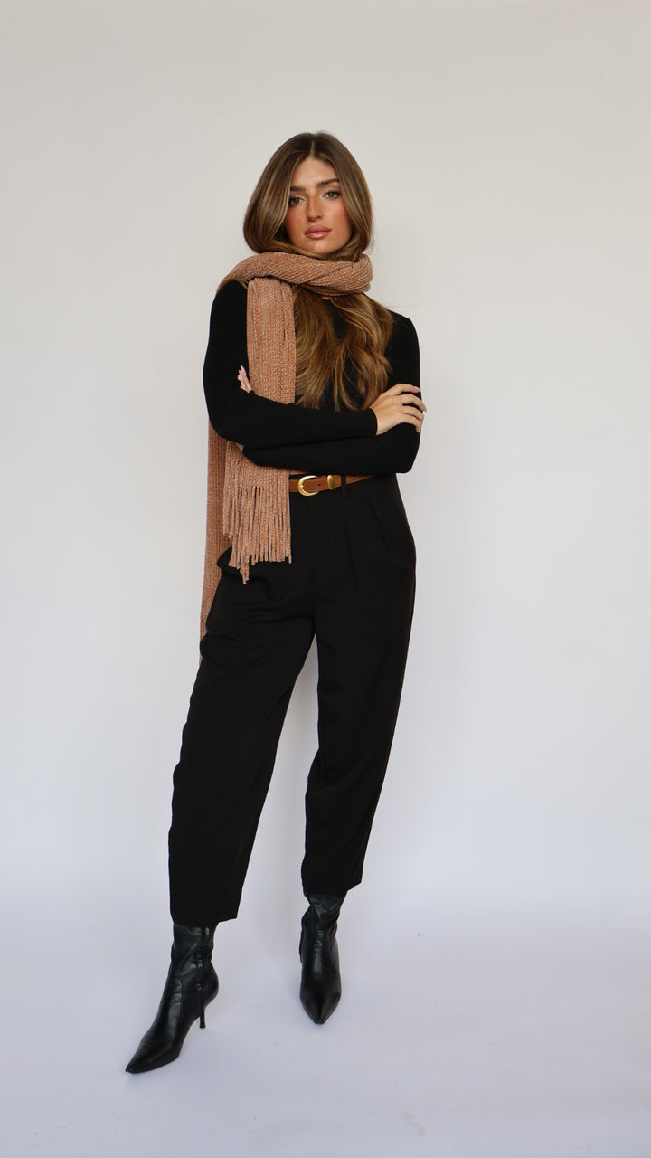 Barrel Leg Pleat Front Ankle Length Pant