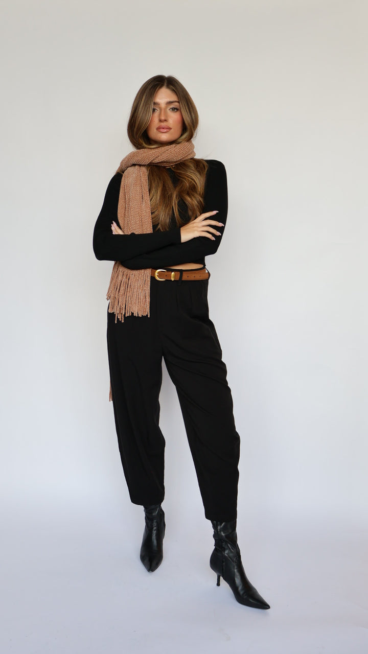 Barrel Leg Pleat Front Ankle Length Pant