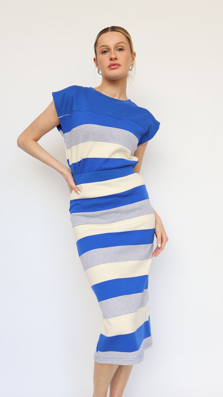 Fitted Stripe Midi Skirt