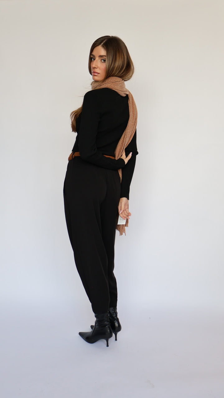 Barrel Leg Pleat Front Ankle Length Pant