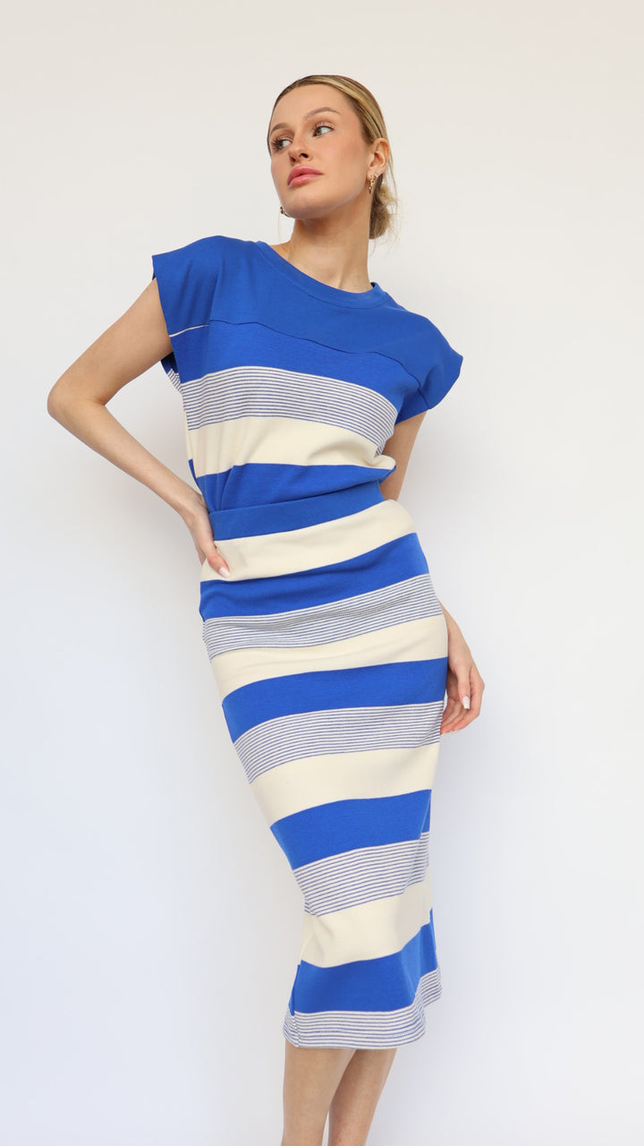 Fitted Stripe Midi Skirt
