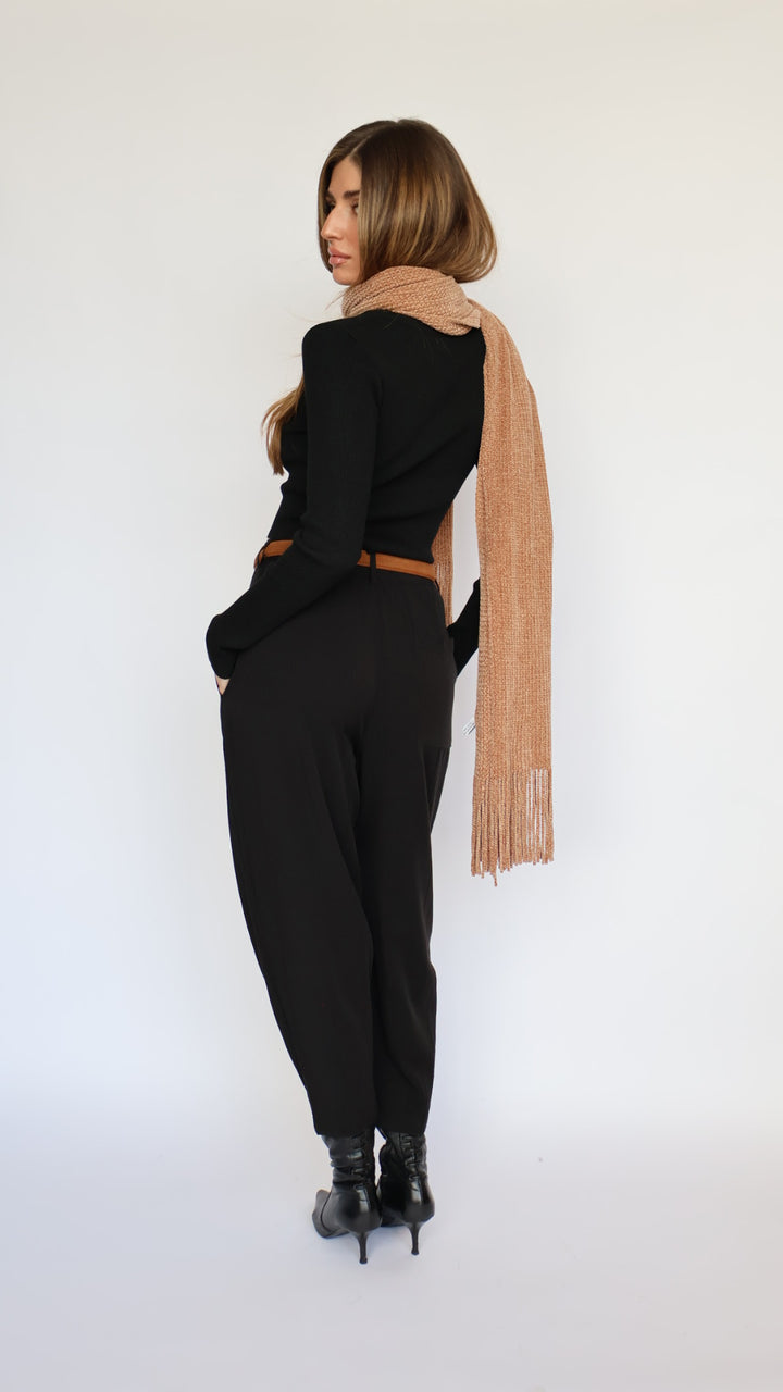 Barrel Leg Pleat Front Ankle Length Pant