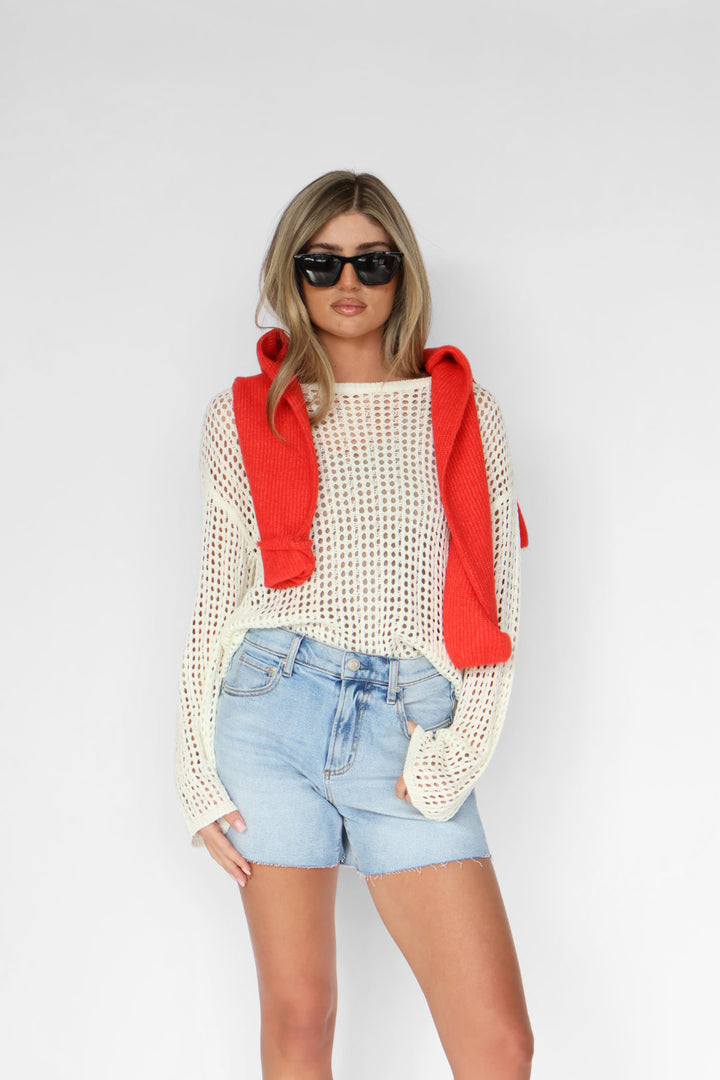 Open Neutral Crochet Top