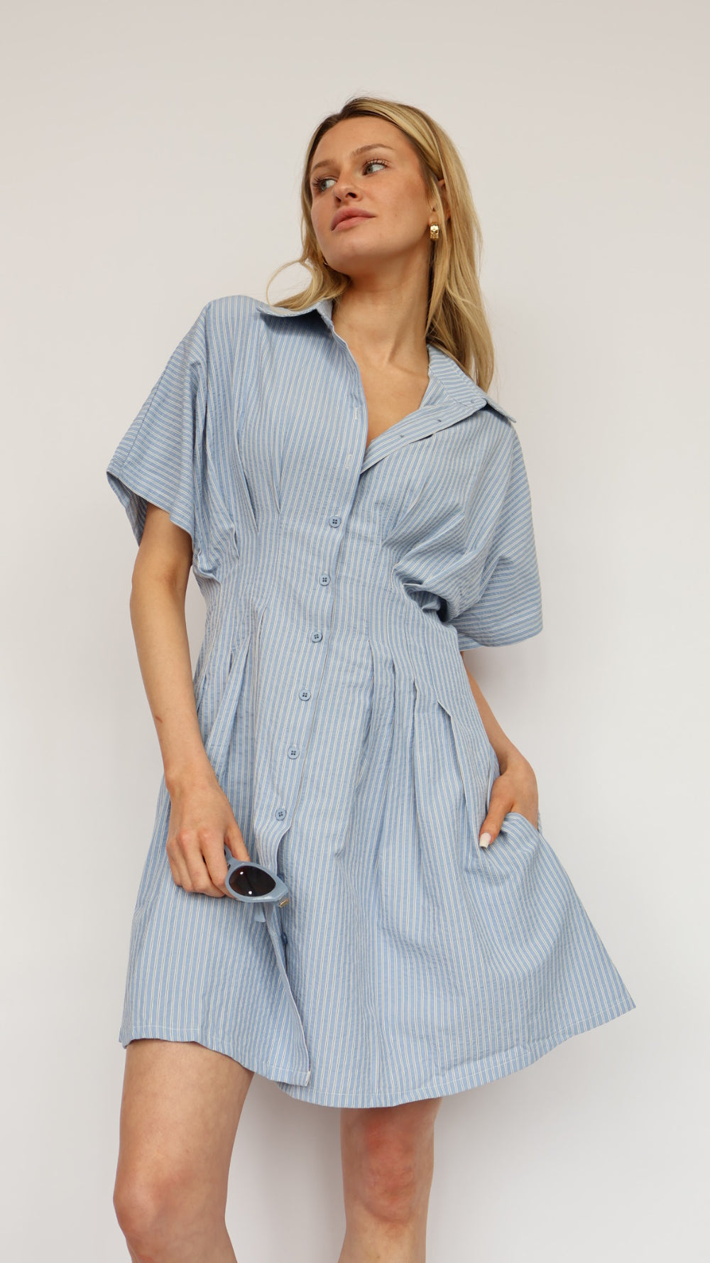 Poplin Collared Mini Dress