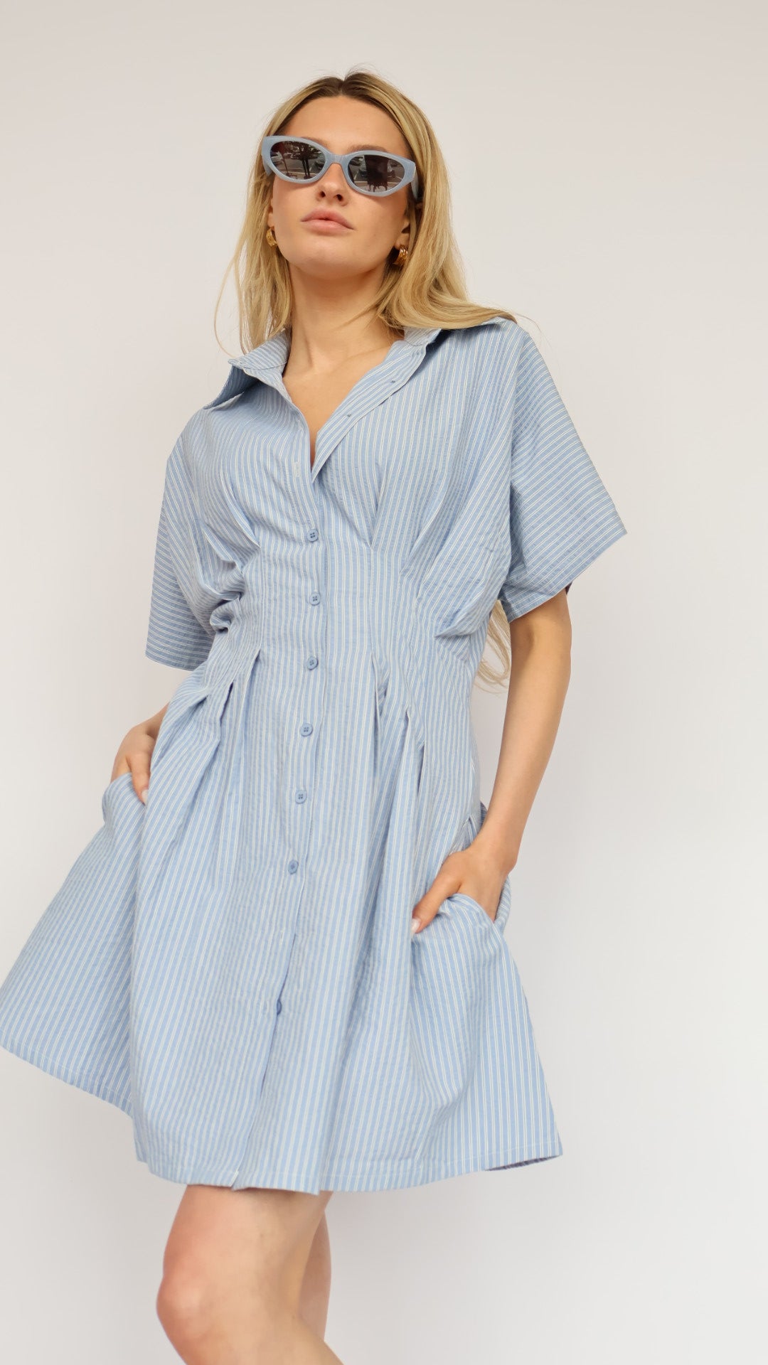 Poplin Collared Mini Dress