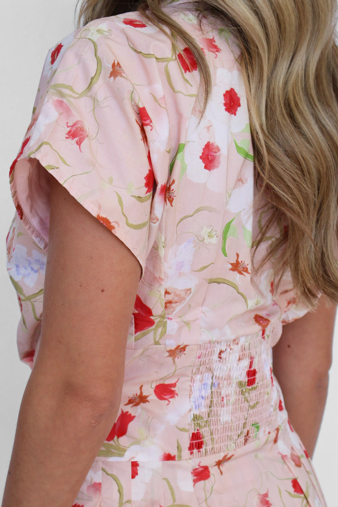 Pleat Floral Shirt Mini Dress