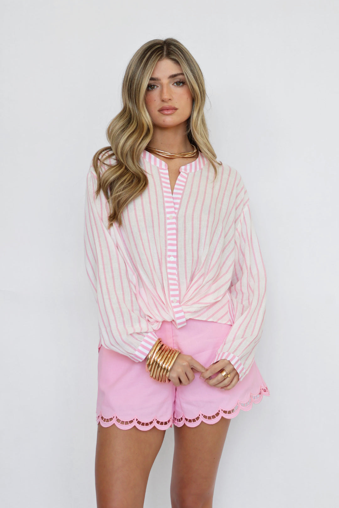 Stripe Twist Front Top