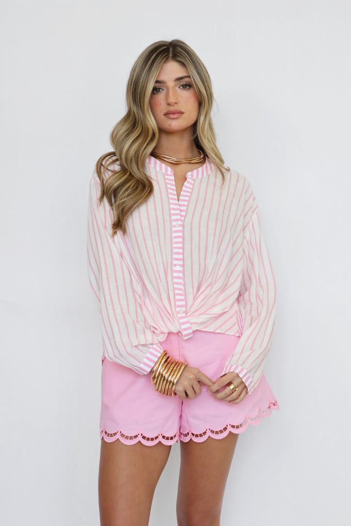 Stripe Twist Front Top