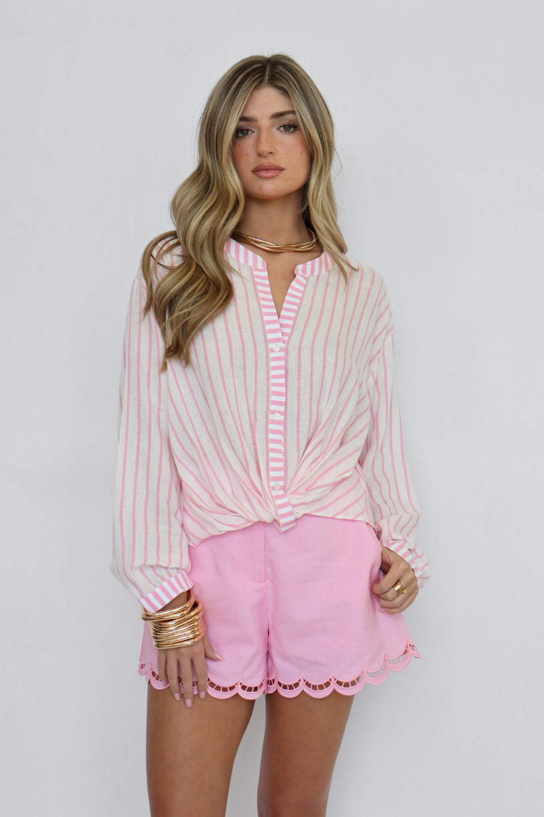 Stripe Twist Front Top