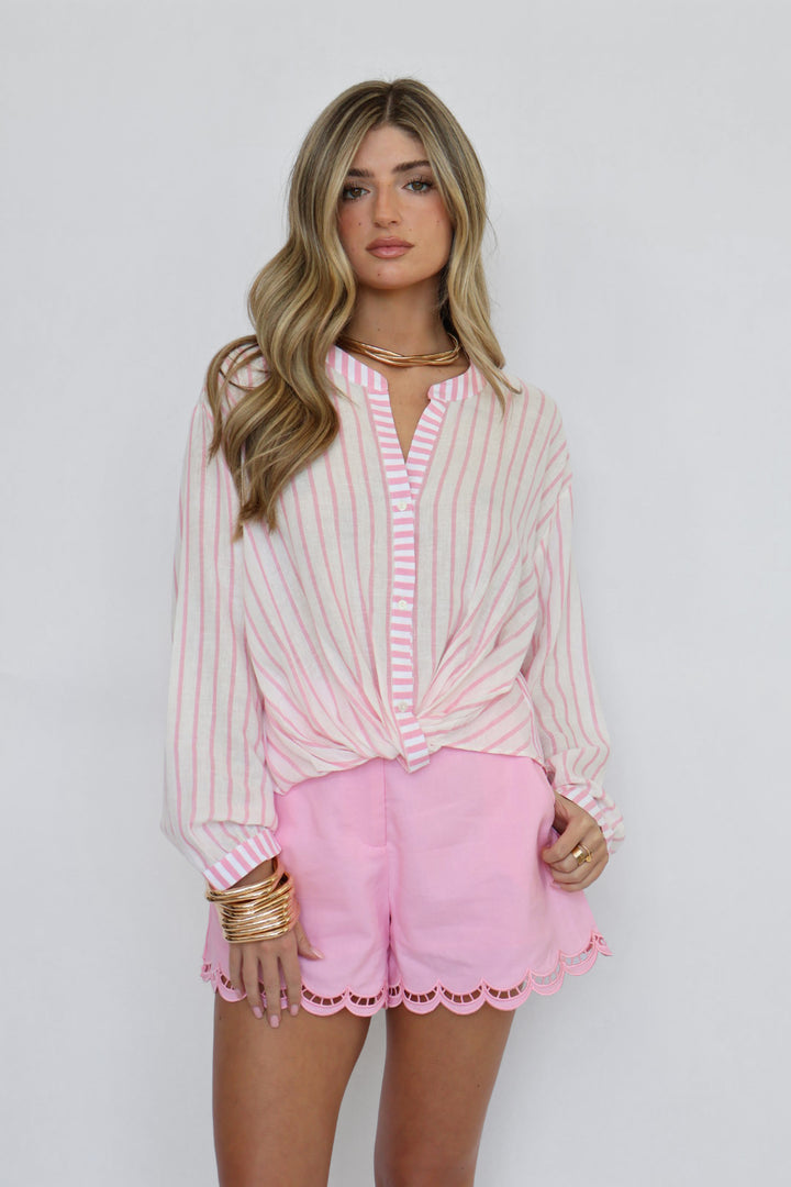 Stripe Twist Front Top