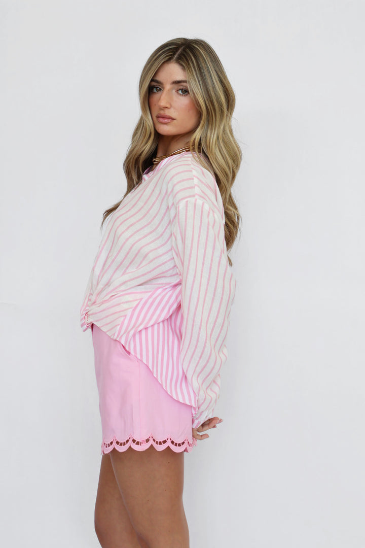 Stripe Twist Front Top