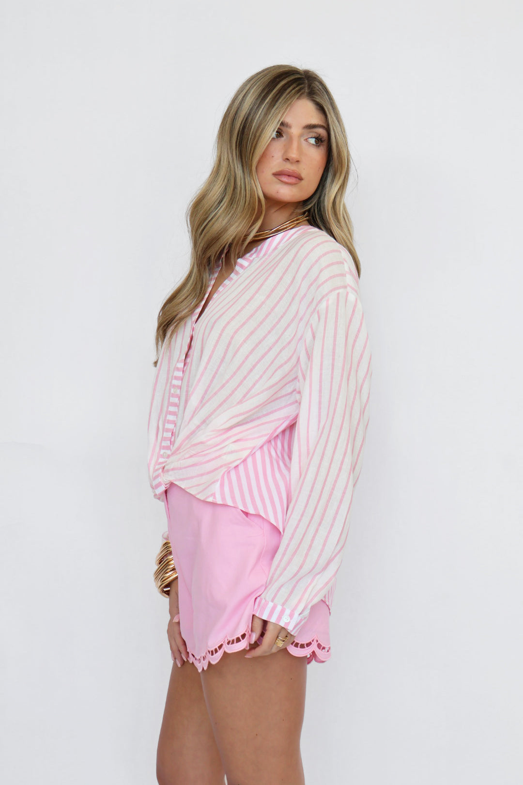 Stripe Twist Front Top