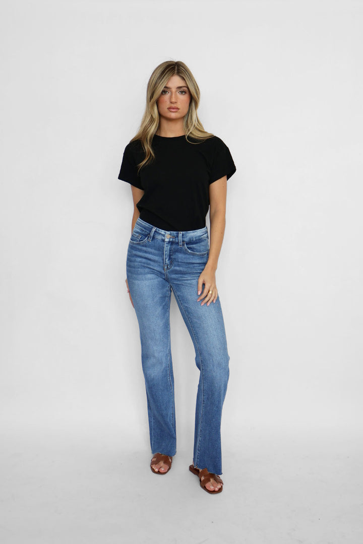 Preorder Sari Mid Rise Seamless Waistband Bootcut Jeans
