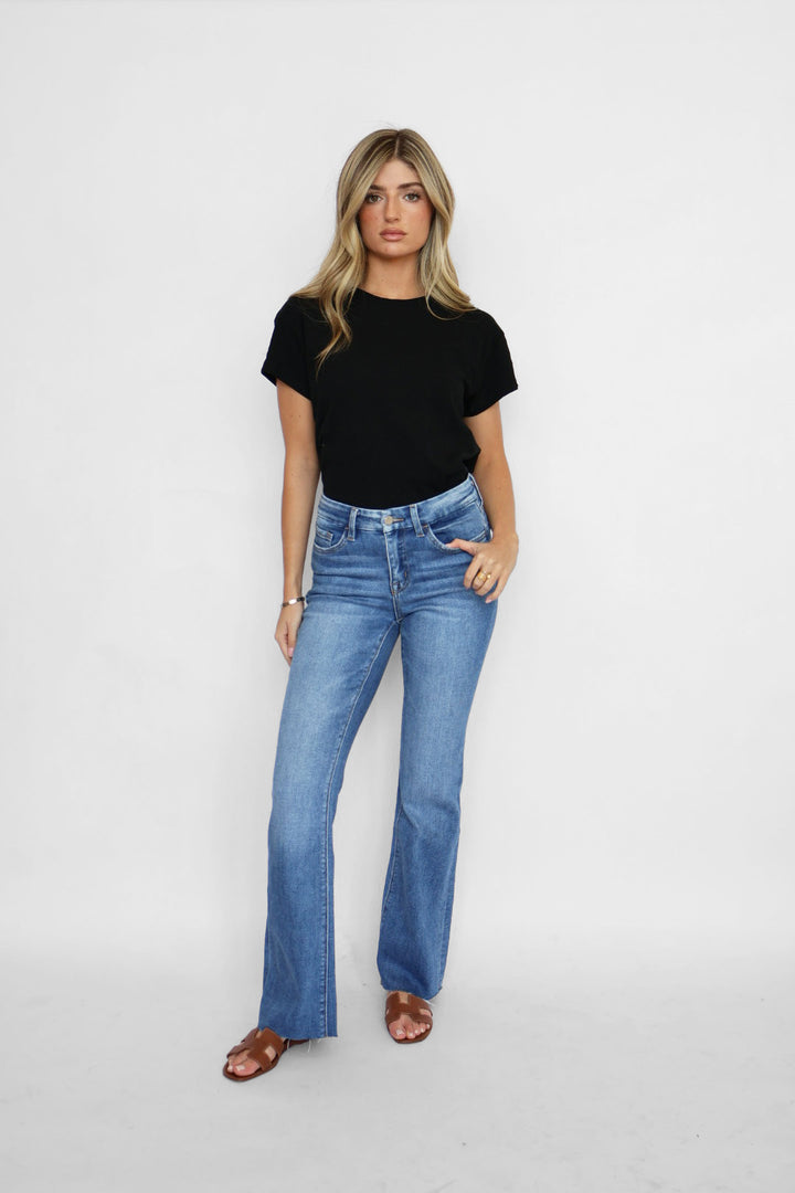 Preorder Sari Mid Rise Seamless Waistband Bootcut Jeans