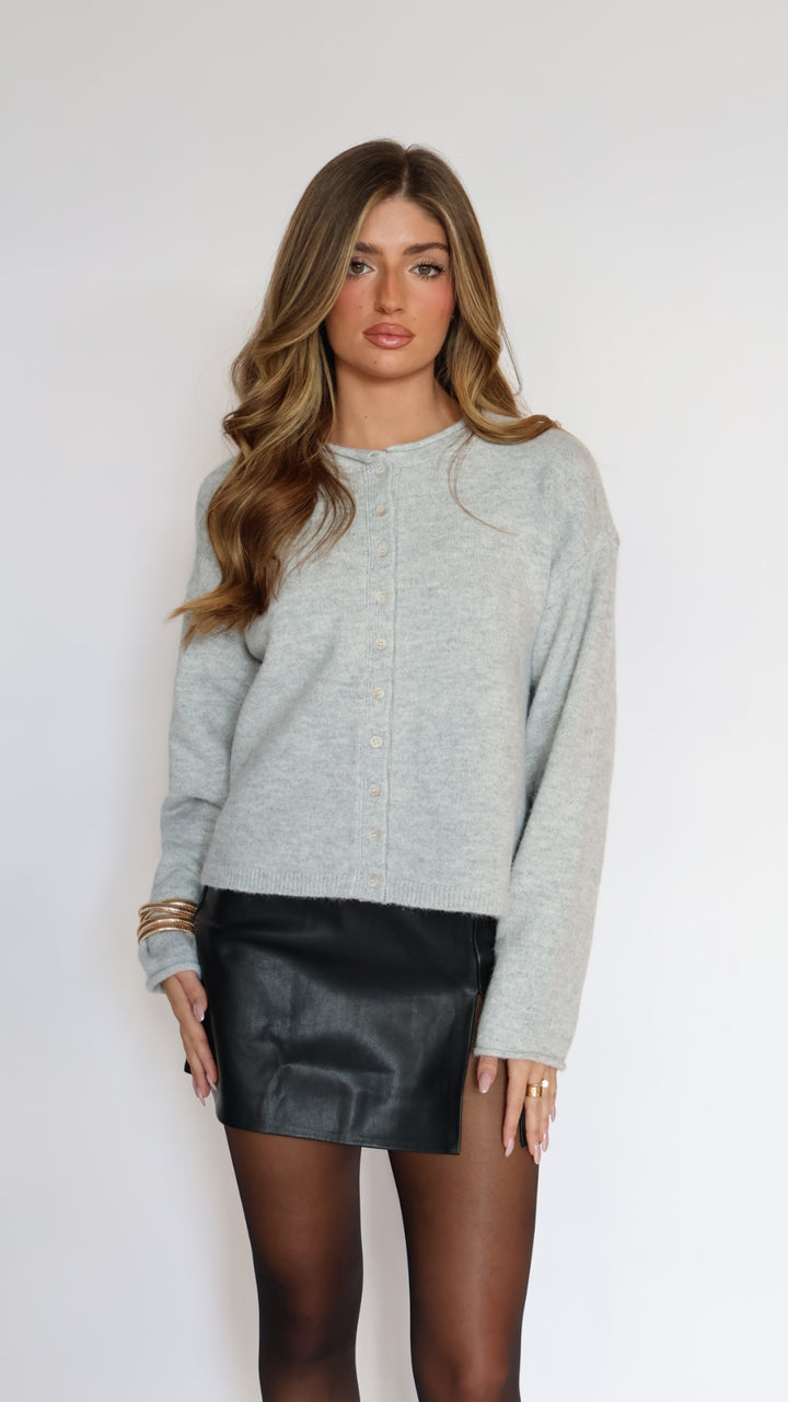 Crop Light Heather Grey Cardigan