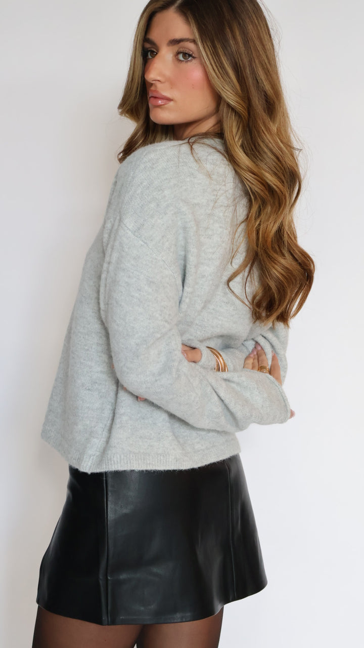 Crop Light Heather Grey Cardigan