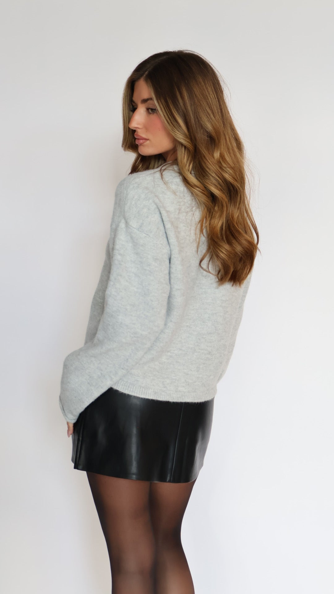 Crop Light Heather Grey Cardigan